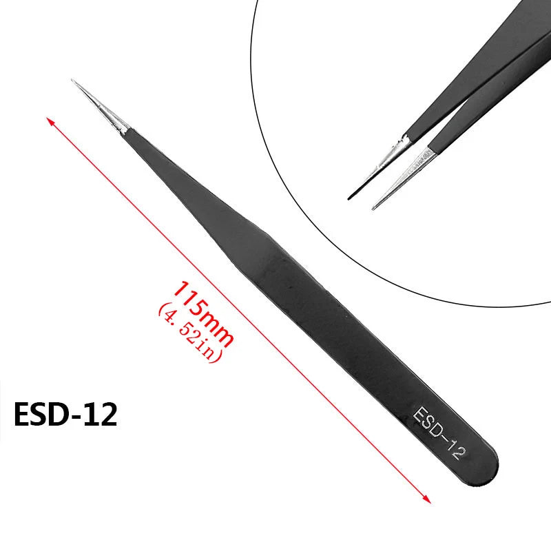 Precision Anti-Static Stainless Steel Tweezers Set - Smarsty