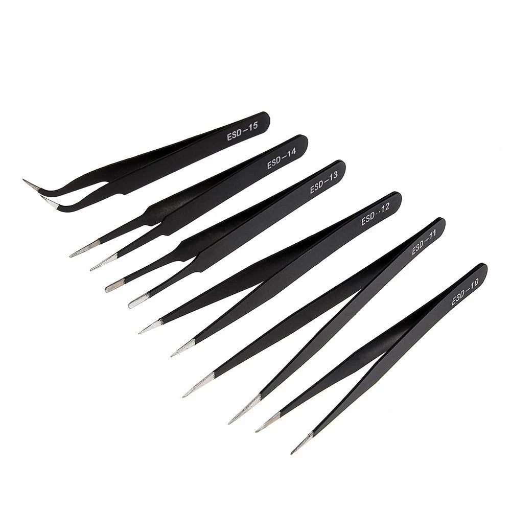 Precision Anti-Static Stainless Steel Tweezers Set - Smarsty