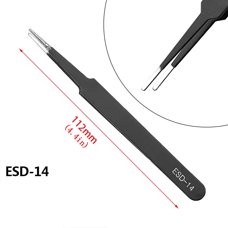 Precision Anti-Static Stainless Steel Tweezers Set for Repair - Smarsty