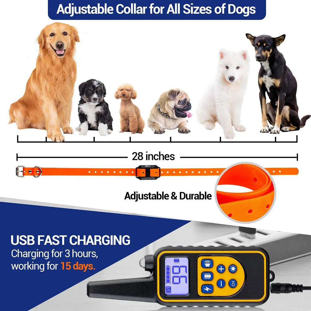 Rechargeable Electric Dog Training Collar with Detachable Bark Control - Smarsty