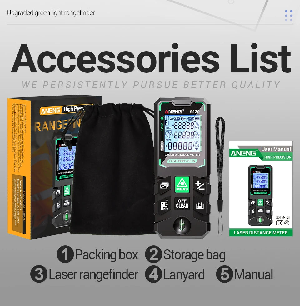 ANENG G120 High Precision Laser Rangefinder for Accurate Measuring - Smarsty