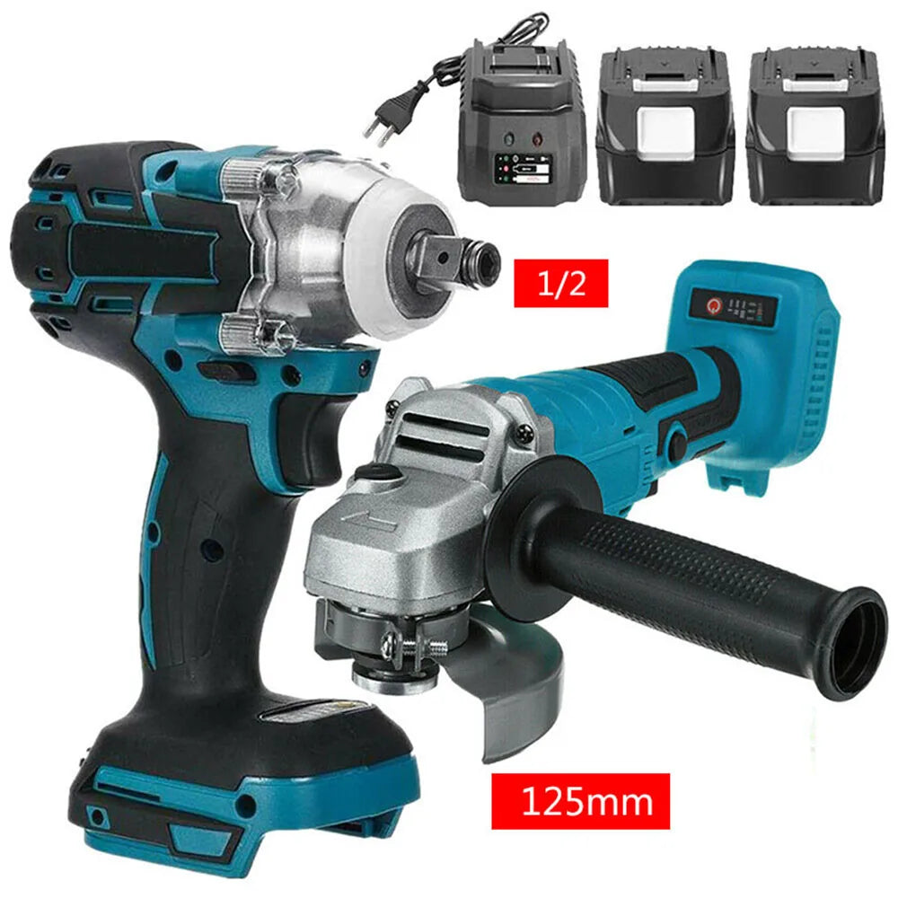 Brushless Electric Angle Grinder Combo Kit with Impact Wrench - Smarsty