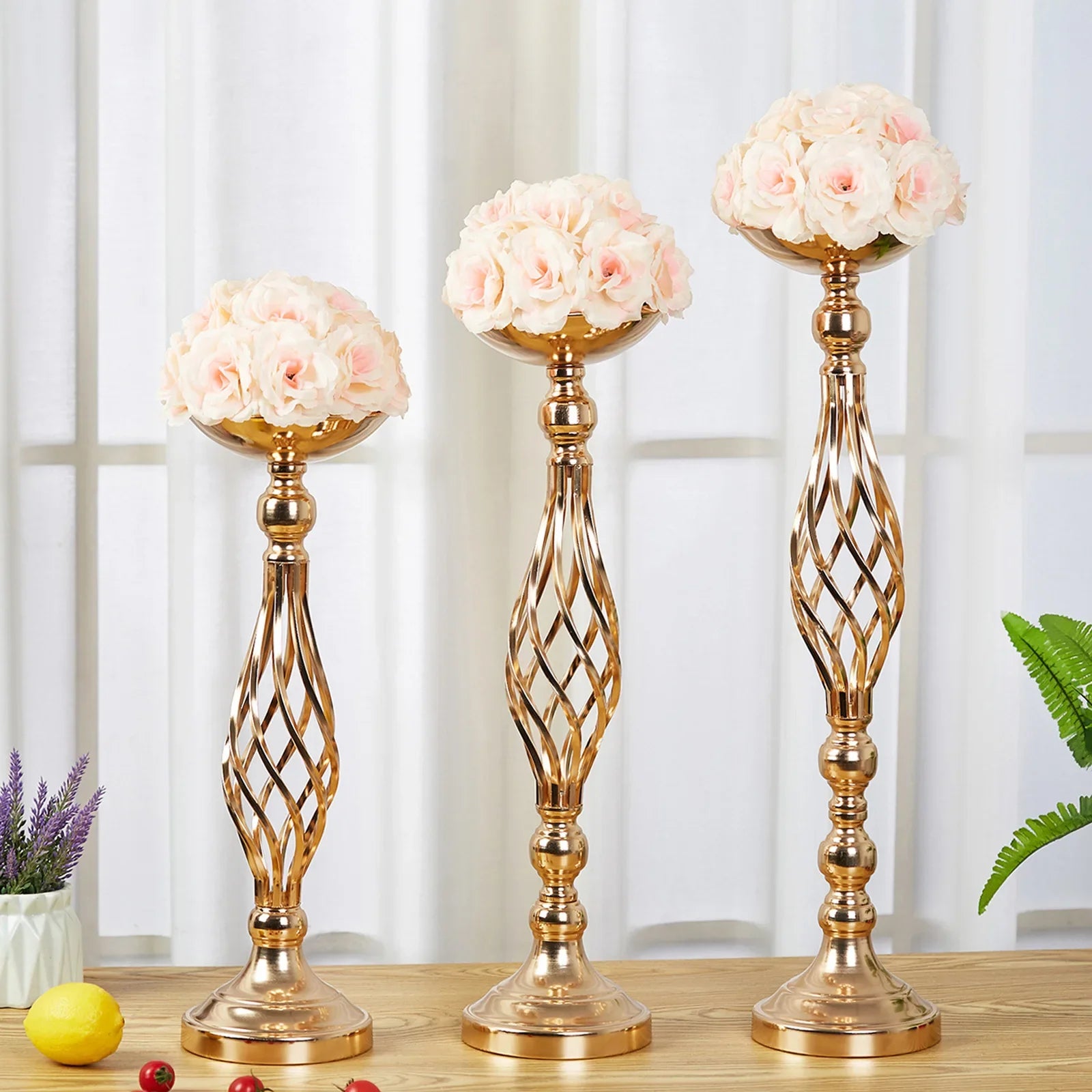 Golden Iron Art Candle Holder for Wedding Decor - Smarsty