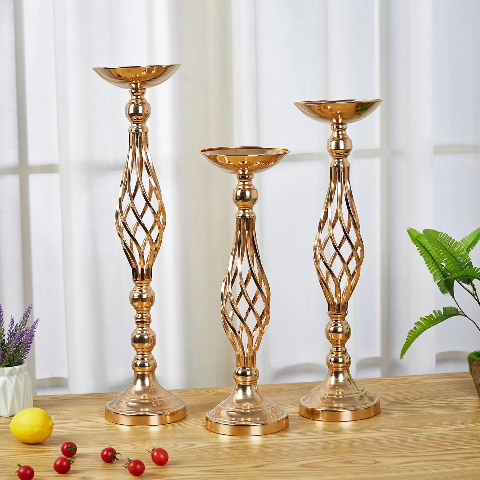 Golden Iron Art Candle Holder for Wedding Decor - Smarsty
