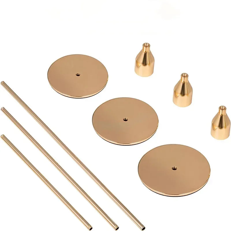 Elegant 3 Pcs Golden Metal Candle Holders Set - Smarsty