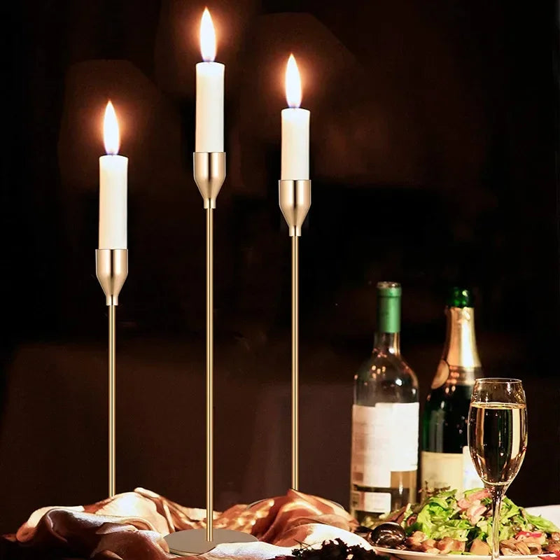 Elegant 3 Pcs Golden Metal Candle Holders Set - Smarsty