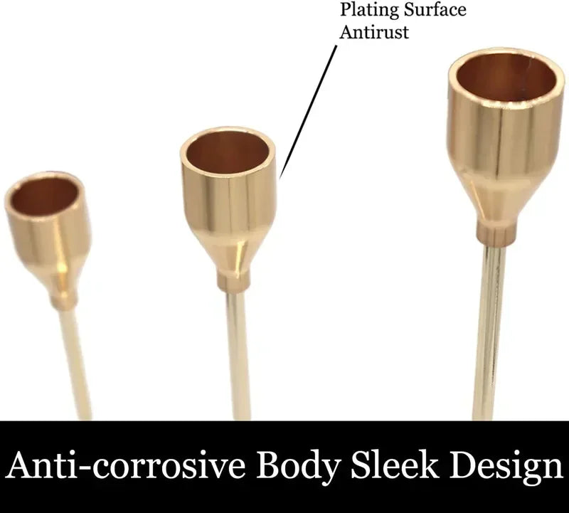 Elegant 3 Pcs Golden Metal Candle Holders Set - Smarsty