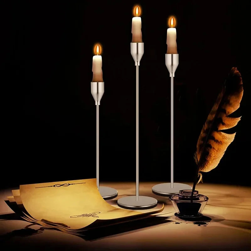 Elegant 3 Pcs Golden Metal Candle Holders Set - Smarsty