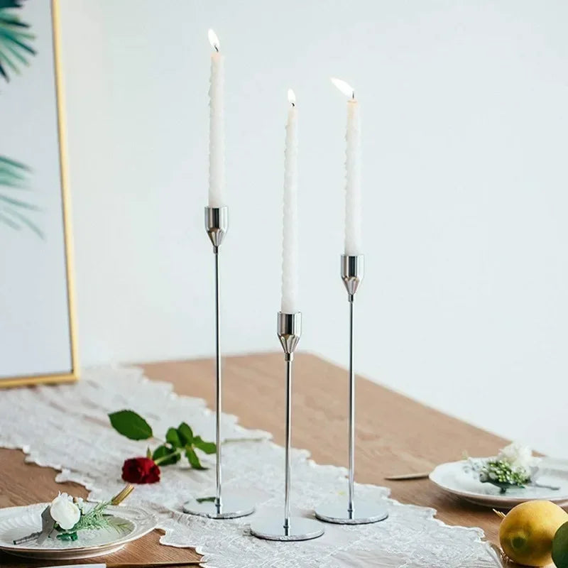 Elegant 3 Pcs Golden Metal Candle Holders Set - Smarsty