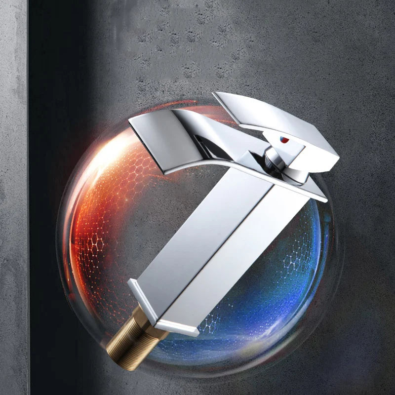 Stainless Steel Waterfall Basin Faucet with Hot and Cold Options - Smarsty
