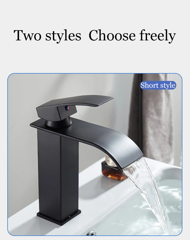 Stainless Steel Waterfall Basin Faucet with Hot and Cold Options - Smarsty