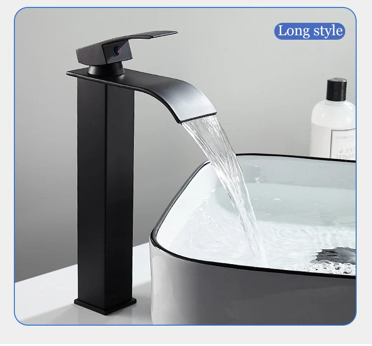 Stainless Steel Waterfall Basin Faucet with Hot and Cold Options - Smarsty