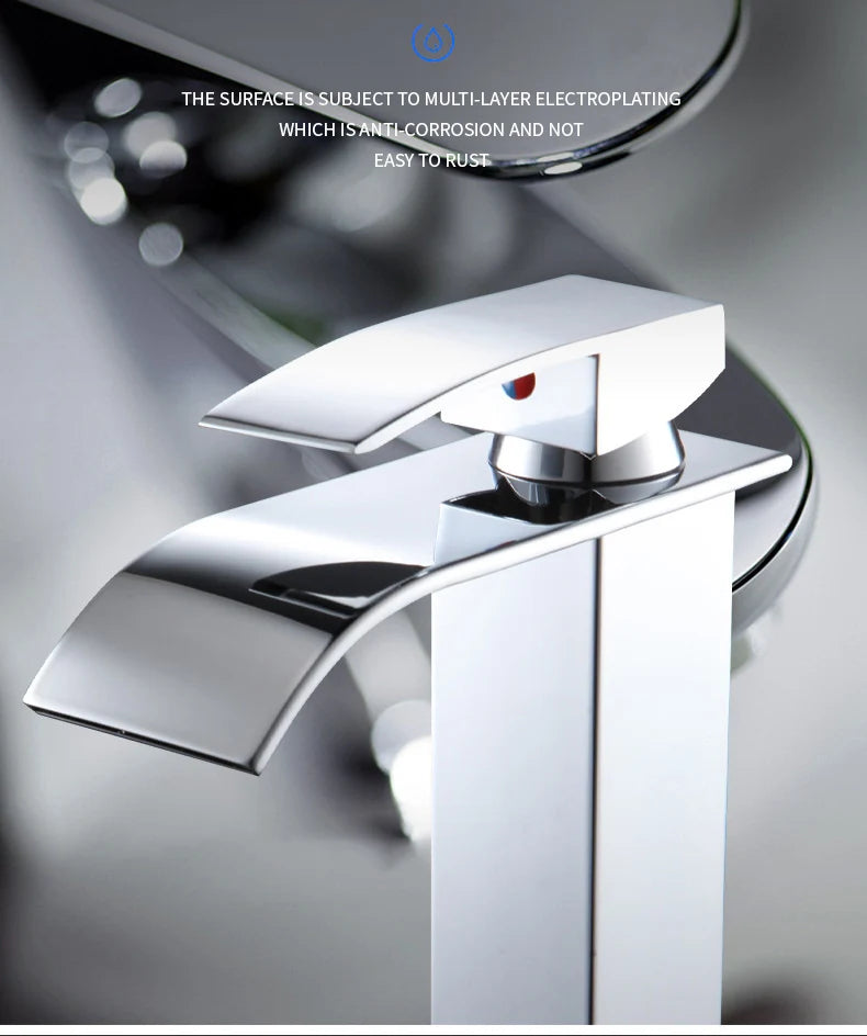 Stainless Steel Waterfall Basin Faucet with Hot and Cold Options - Smarsty