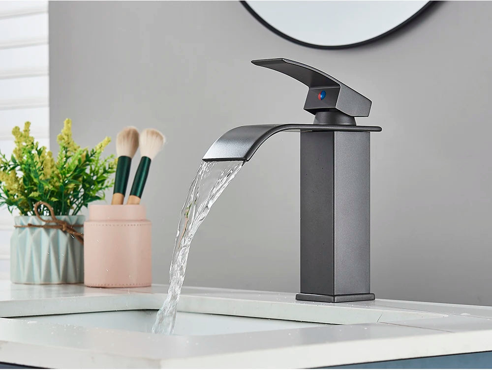 Brushed Gold Waterfall Bathroom Sink Faucet Mixer - Smarsty