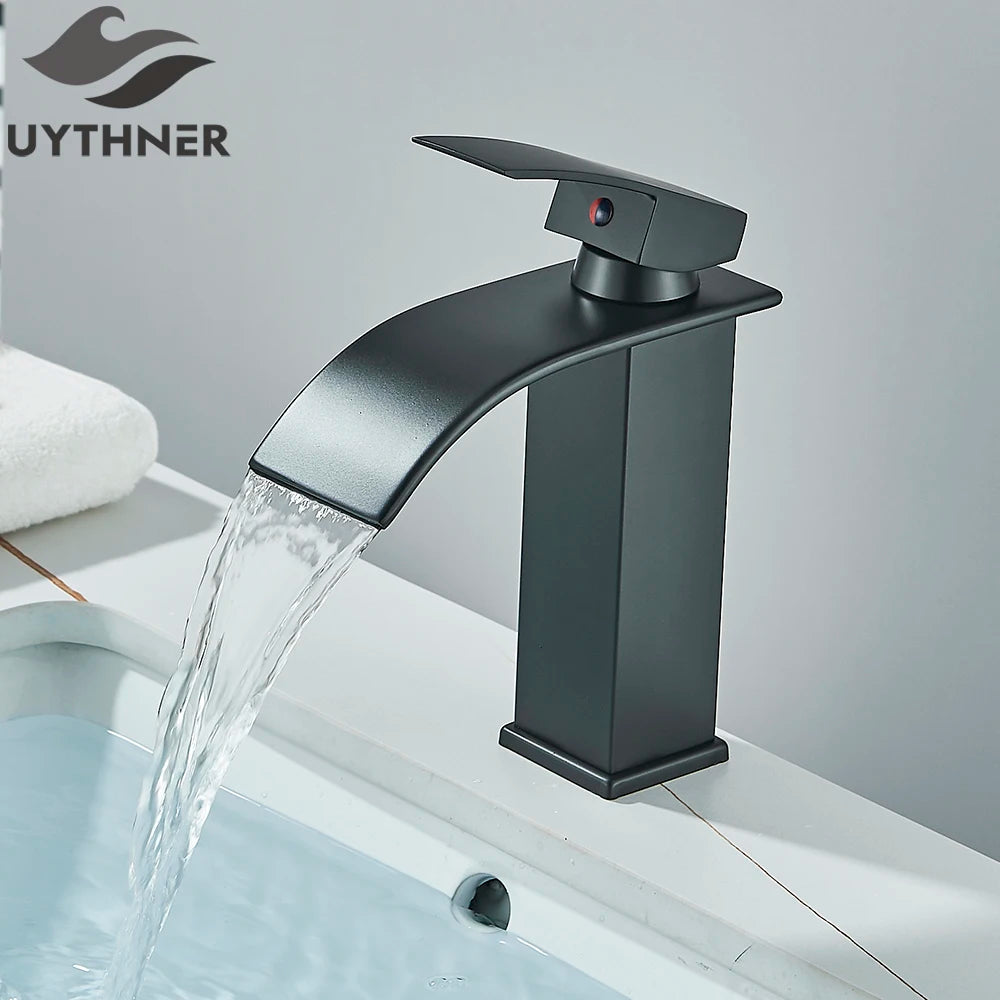 Brushed Gold Waterfall Bathroom Sink Faucet Mixer - Smarsty