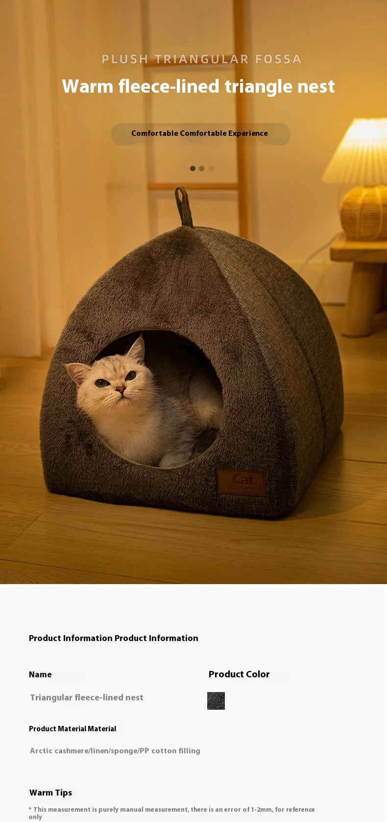 Warm Triangle Cat Nest for Deep Sleep Comfort - Smarsty