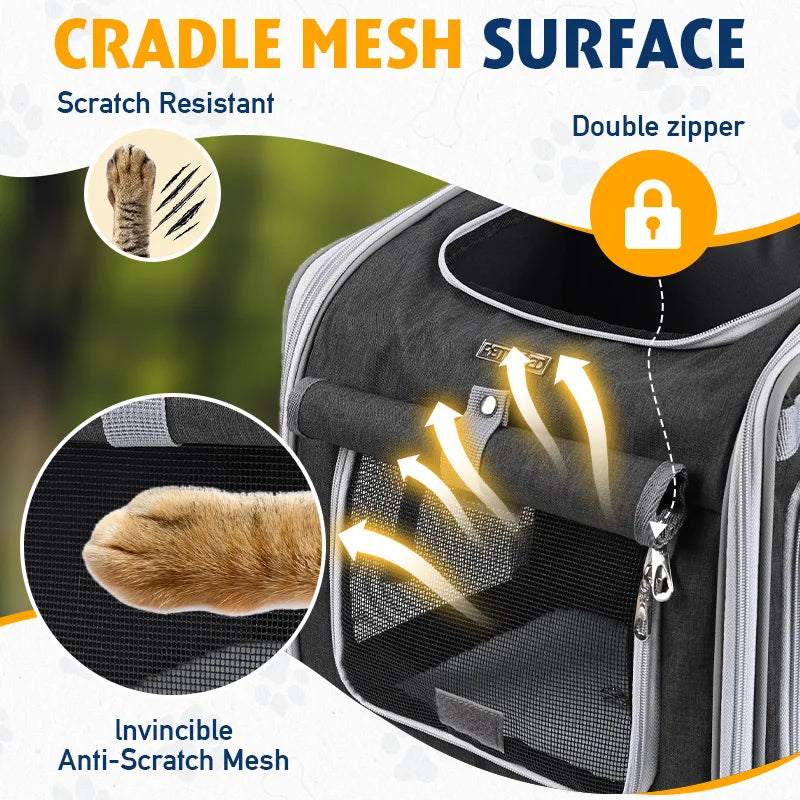 Expandable Soft Sided Pet Carrier Backpack for Bikes - Smarsty