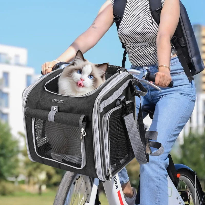 Expandable Soft Sided Pet Carrier Backpack for Bikes - Smarsty