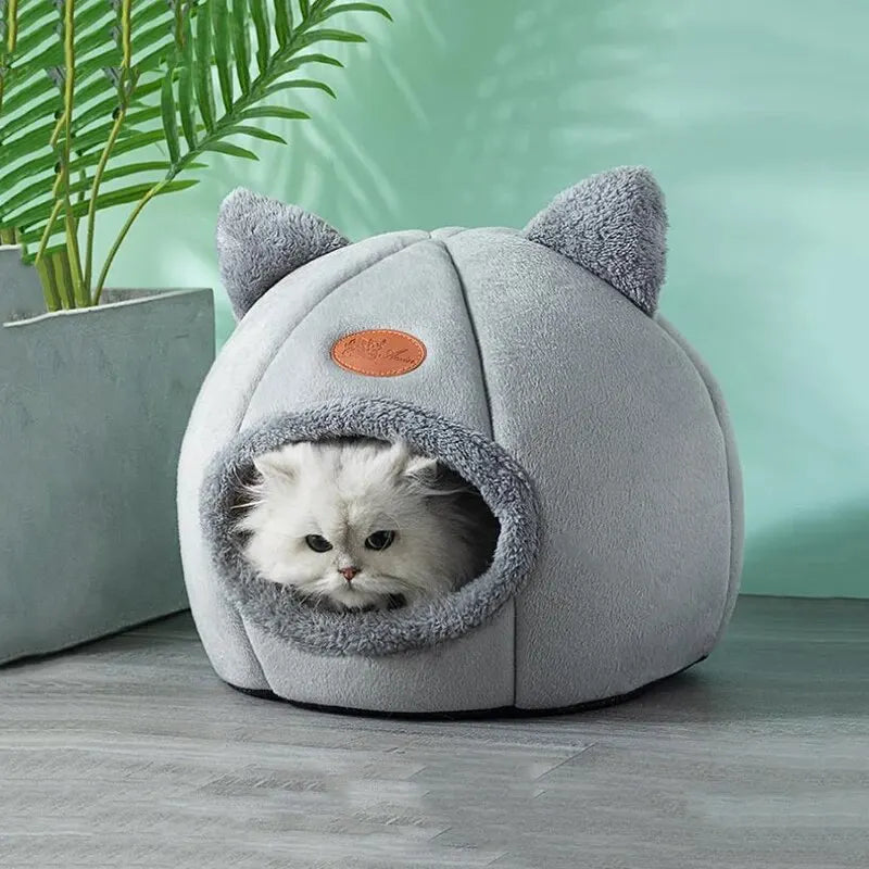 Cute Cat Head Shape Warm Sleeping Cave Nest - Smarsty