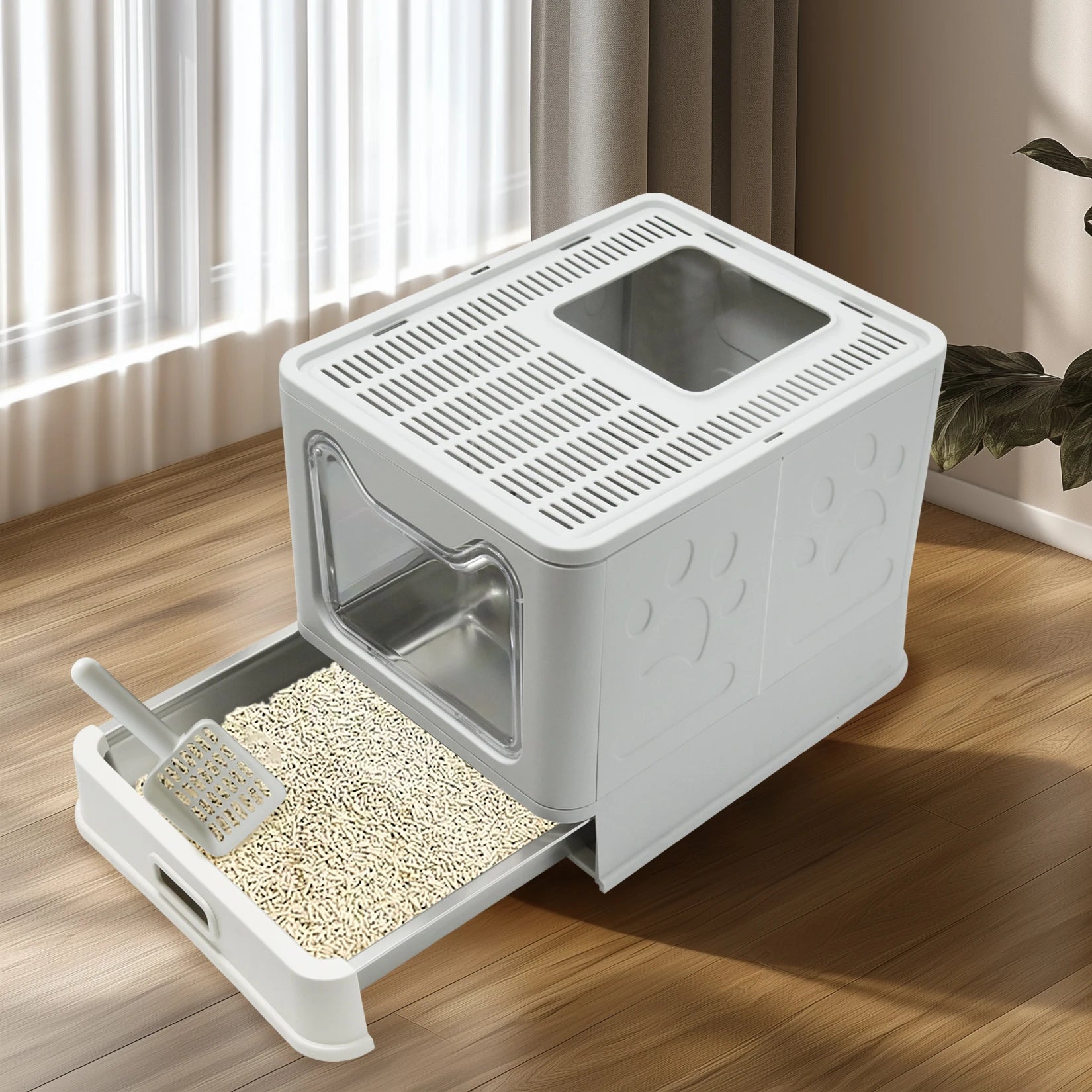 Stainless Steel Cat Litter Box with Easy Clean Lid - Smarsty