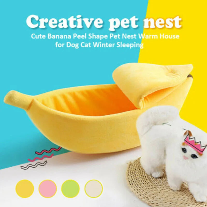 Funny Banana Cat Bed House Cozy Portable Pet Basket - Smarsty