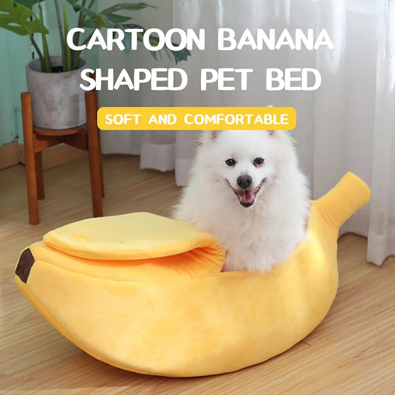 Funny Banana Cat Bed House Cozy Portable Pet Basket - Smarsty