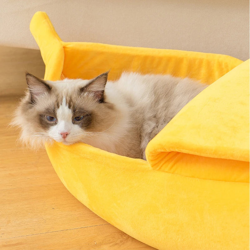 Funny Banana Cat Bed House Cozy Portable Pet Basket - Smarsty