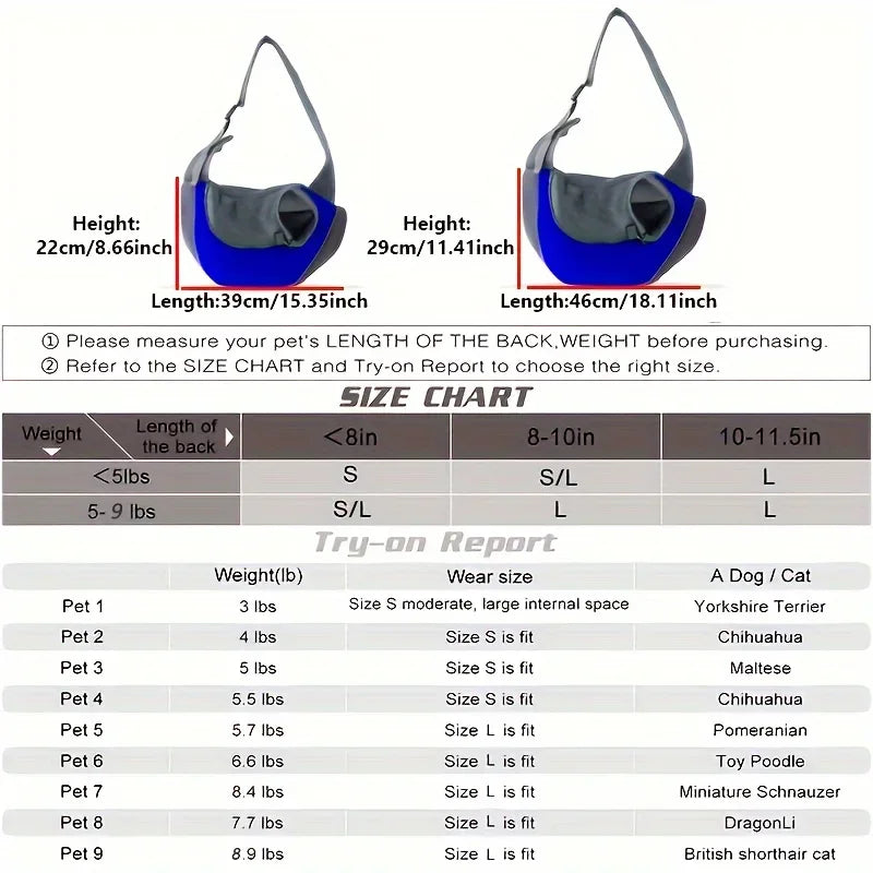 Breathable Dog Sling Carrier for Hiking and Travel - Smarsty