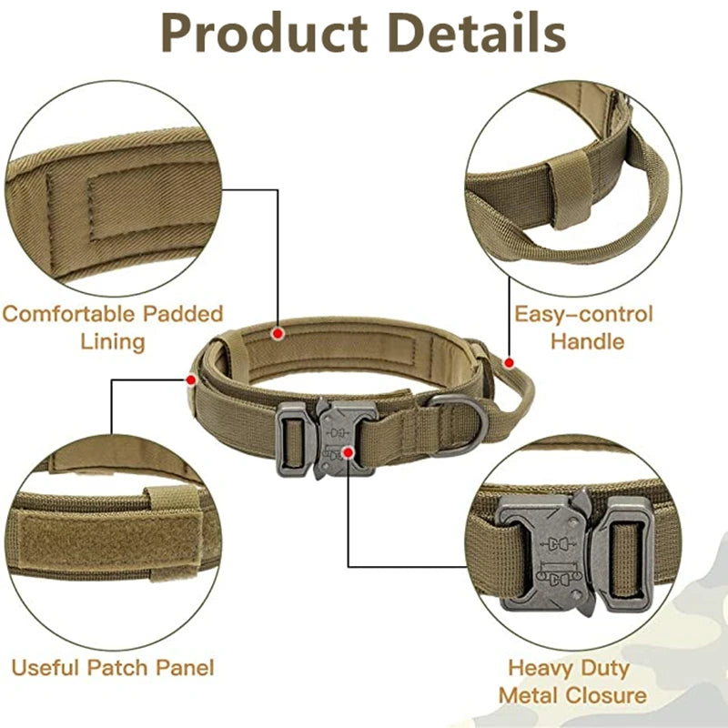 Durable Adjustable Tactical Dog Collar Leash Set - Smarsty