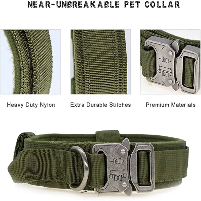 Durable Adjustable Tactical Dog Collar Leash Set - Smarsty