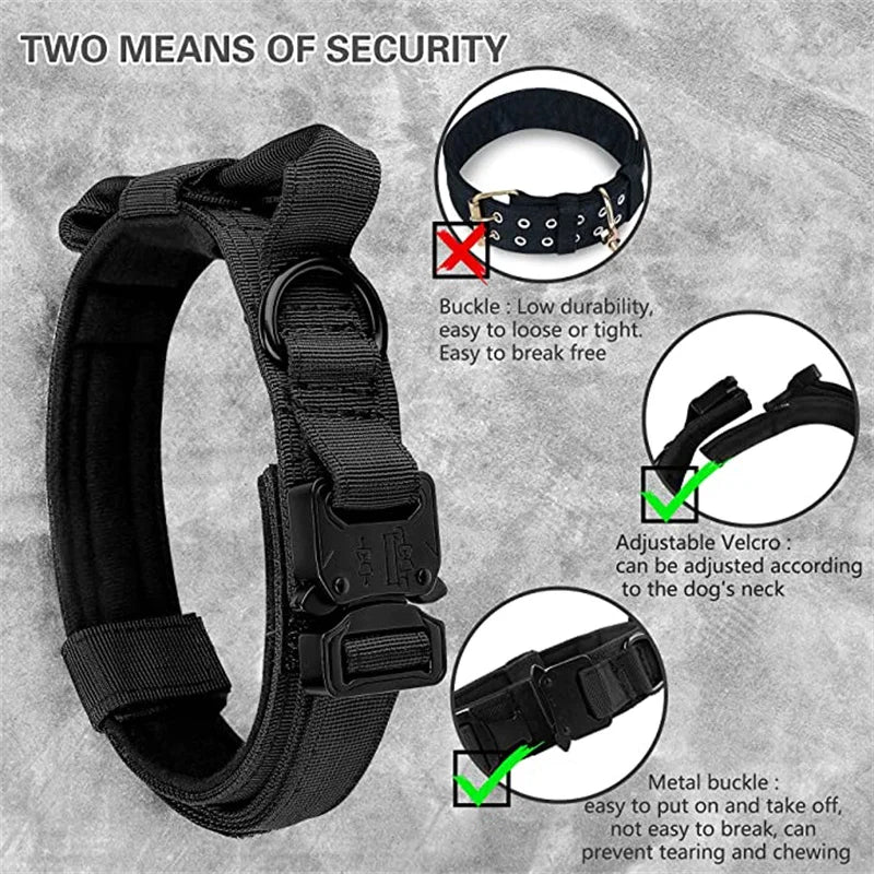 Durable Adjustable Tactical Dog Collar Leash Set - Smarsty