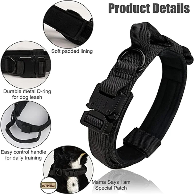 Durable Adjustable Tactical Dog Collar Leash Set - Smarsty