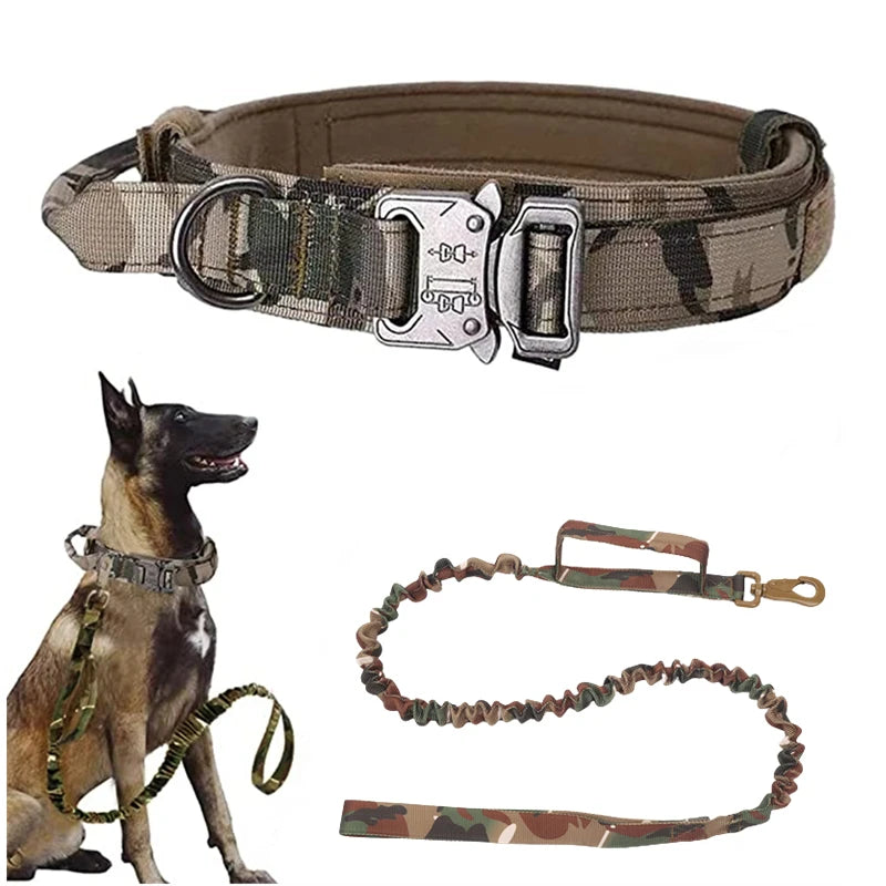 Durable Adjustable Tactical Dog Collar Leash Set - Smarsty