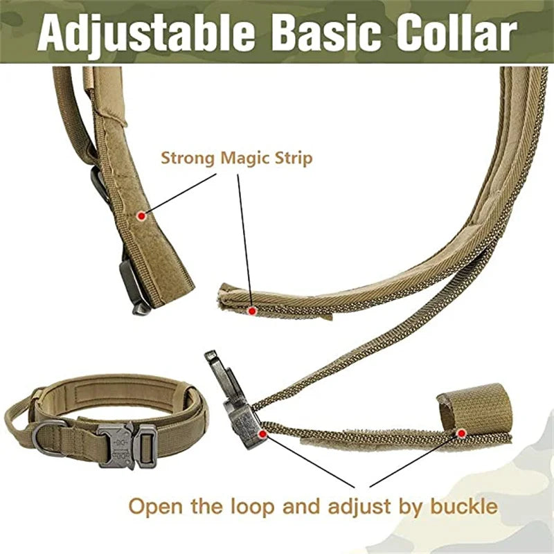Durable Adjustable Tactical Dog Collar Leash Set - Smarsty