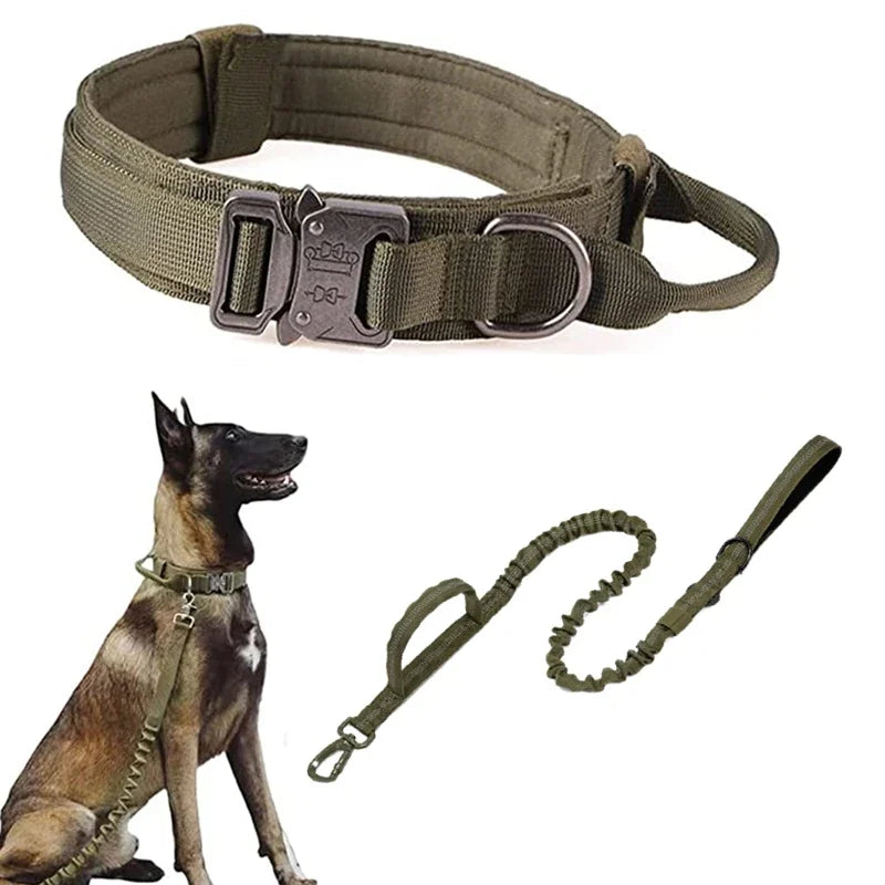 Durable Adjustable Tactical Dog Collar Leash Set - Smarsty