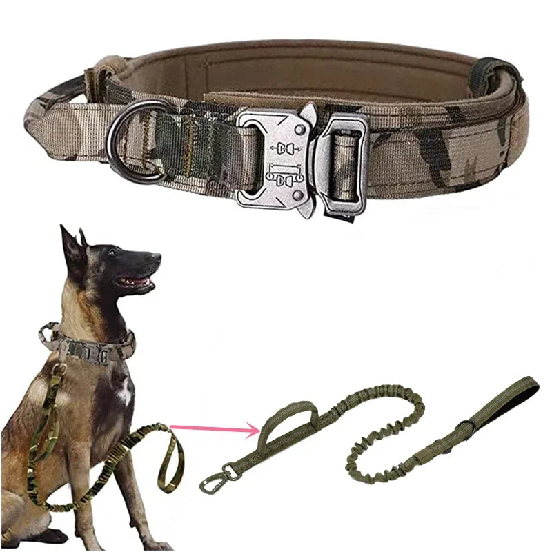 Durable Adjustable Tactical Dog Collar Leash Set - Smarsty