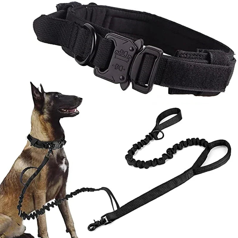 Durable Adjustable Tactical Dog Collar Leash Set - Smarsty