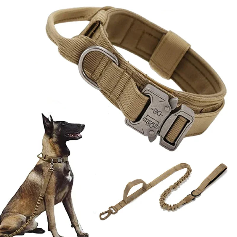 Durable Adjustable Tactical Dog Collar Leash Set - Smarsty
