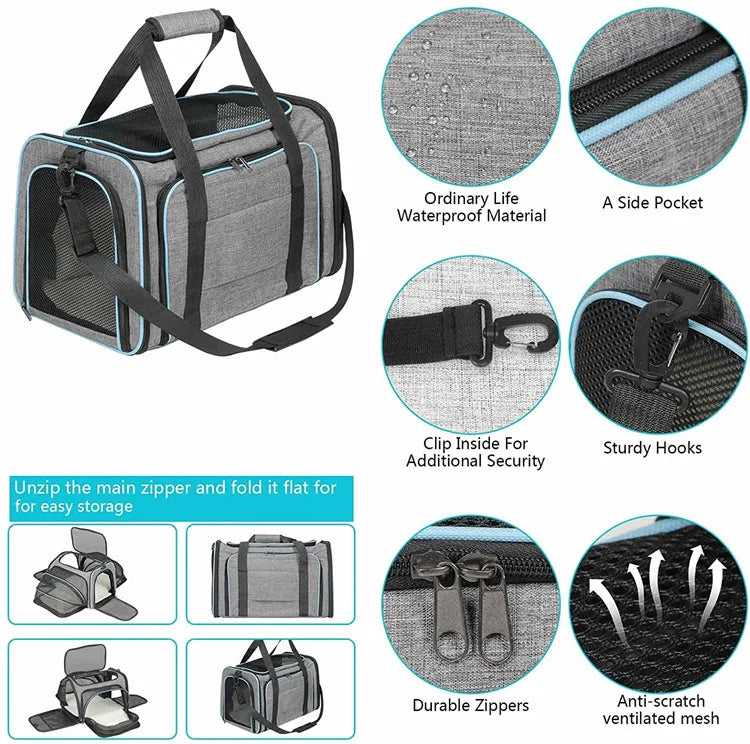 Foldable Pet Carrier Bag for Small Dogs and Cats - Smarsty