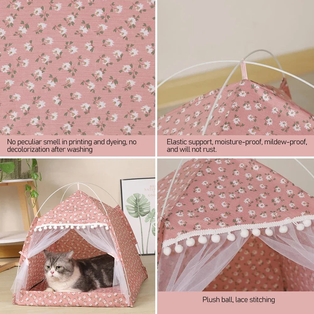 Cozy Foldable Pet Tent Bed for Small Dogs and Cats - Smarsty