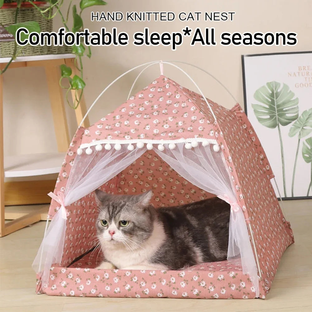 Cozy Foldable Pet Tent Bed for Small Dogs and Cats - Smarsty