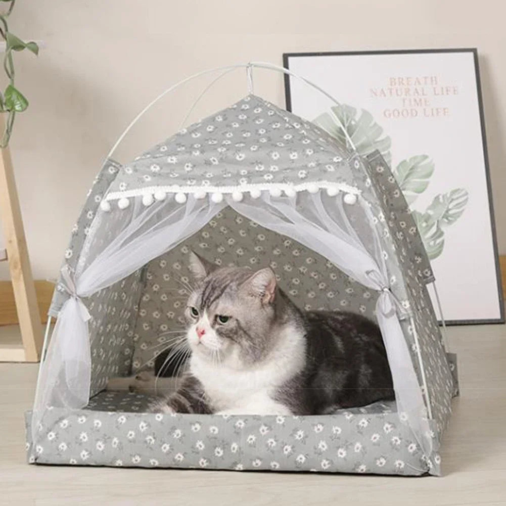 Cozy Foldable Pet Tent Bed for Small Dogs and Cats - Smarsty