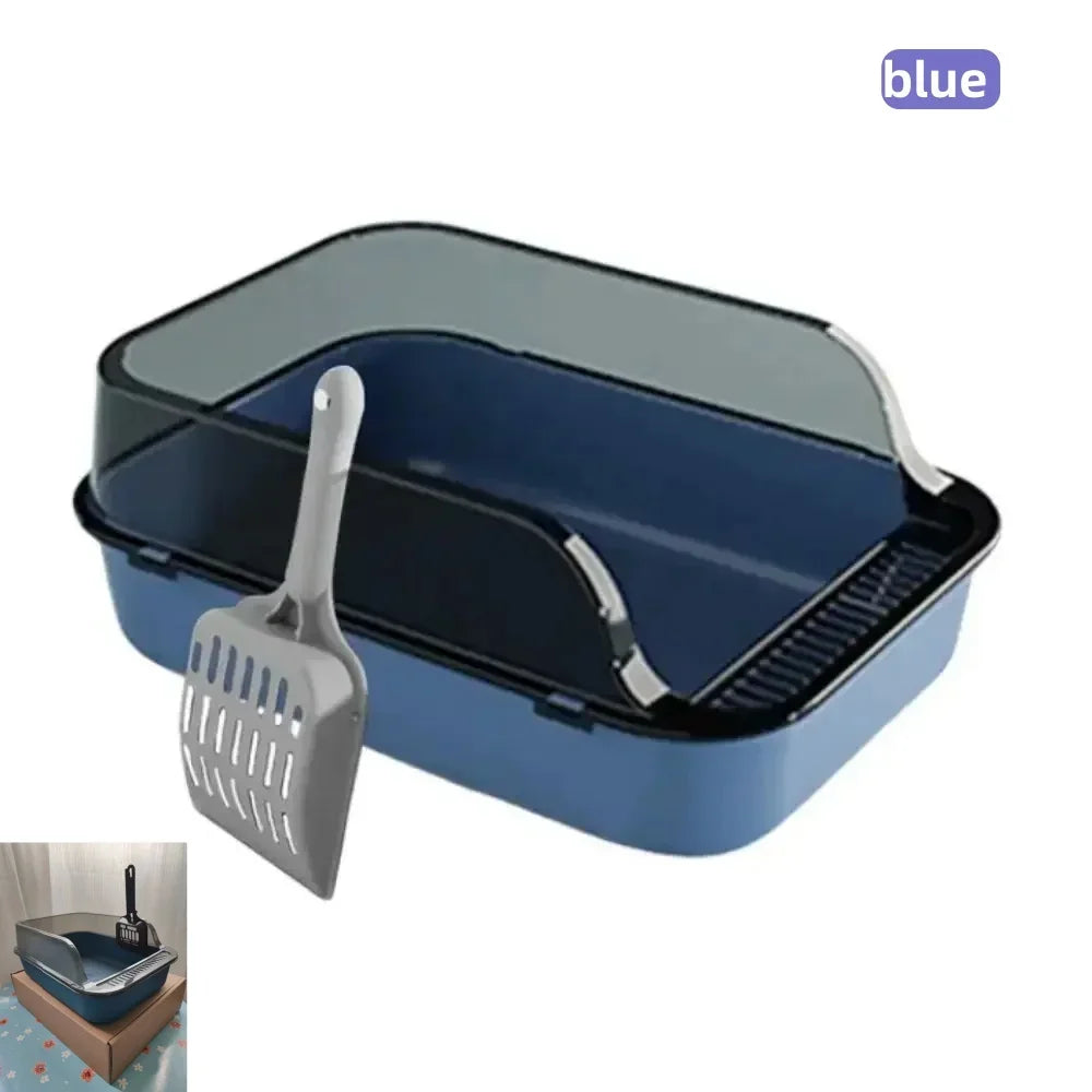 Large Semi Enclosed Cat Litter Box Set with Scoop - Smarsty