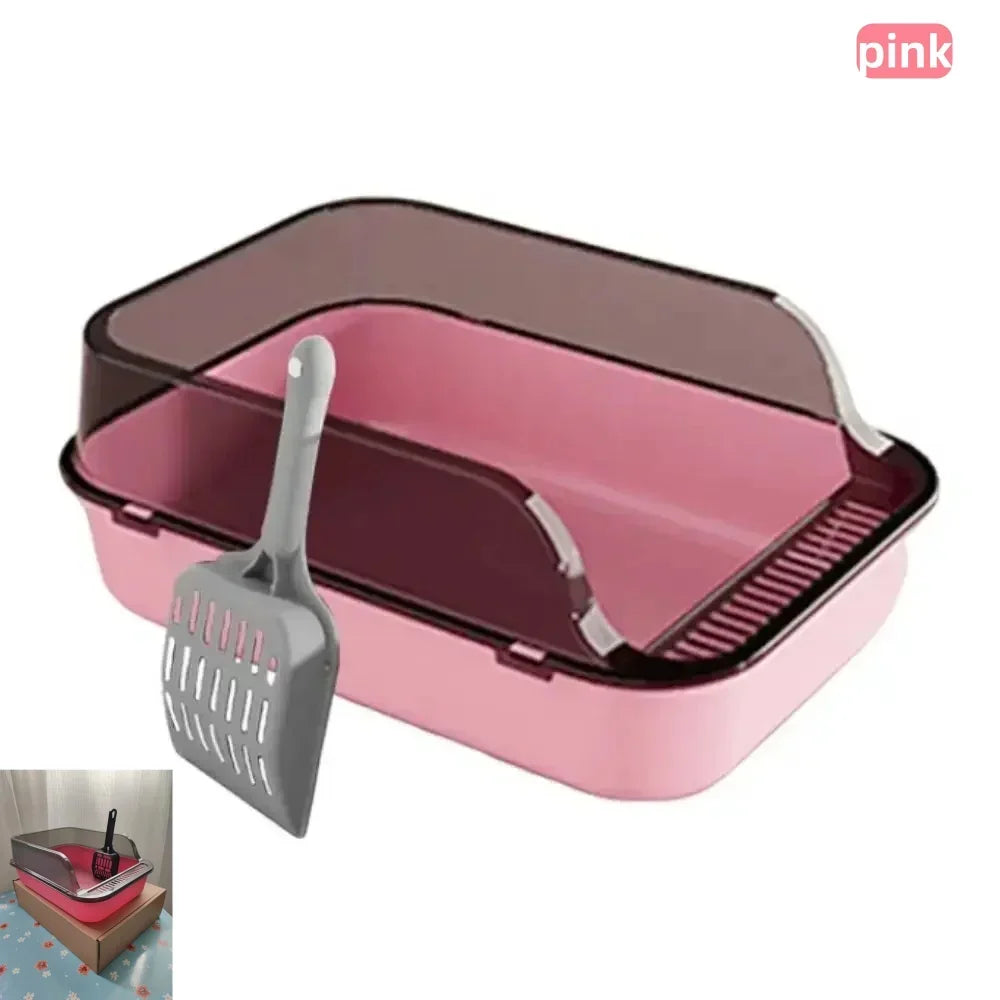 Large Semi Enclosed Cat Litter Box Set with Scoop - Smarsty