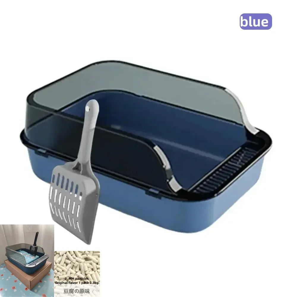 Large Semi Enclosed Cat Litter Box Set with Scoop - Smarsty