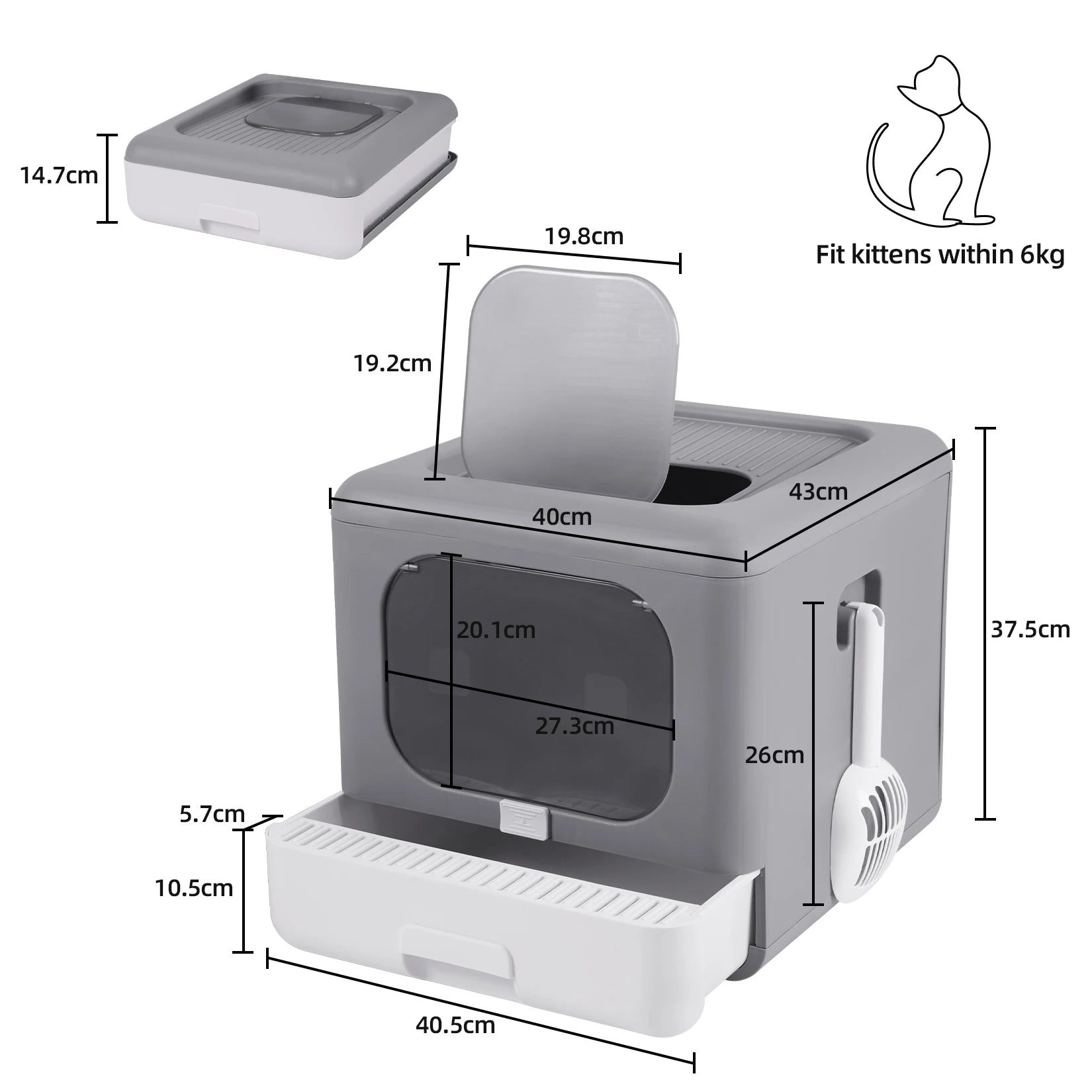 Enclosed Cat Litter Box with Sifting Tray - Smarsty