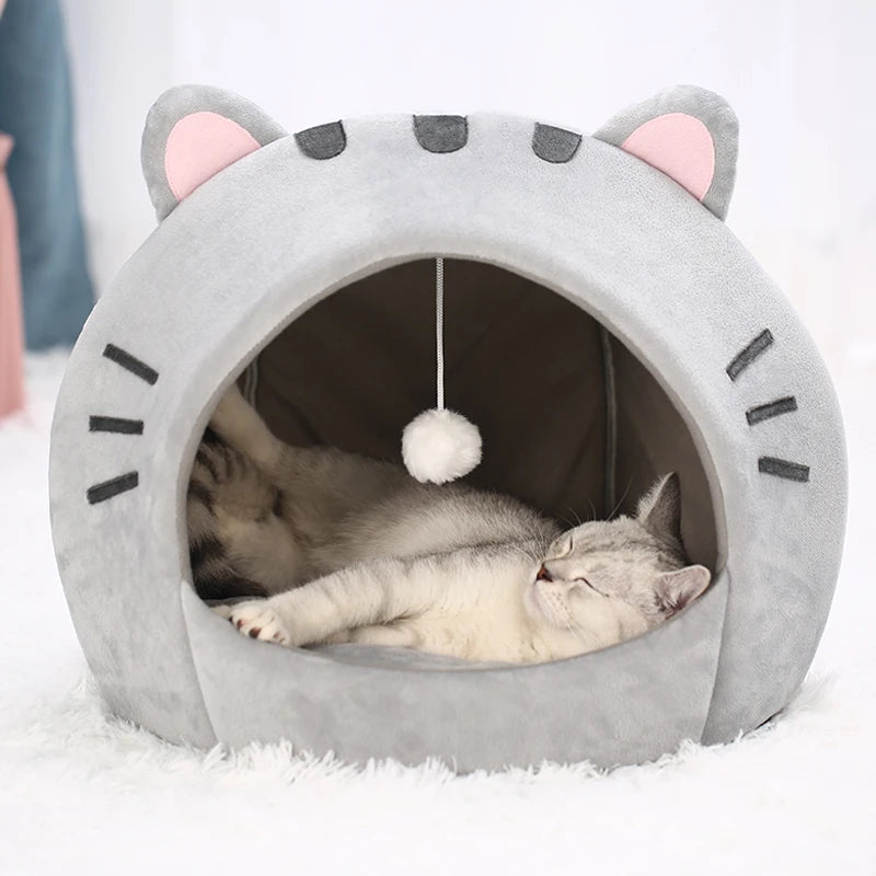 Cozy Cotton Cat Bed Warm Sleeping Cave - Smarsty