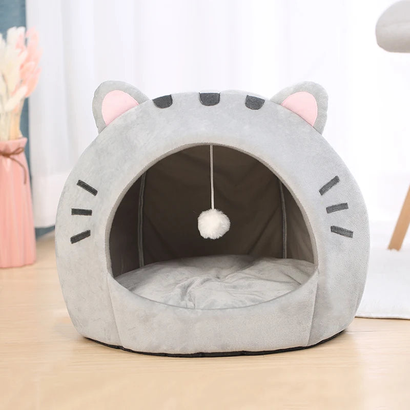 Cozy Cotton Cat Bed Warm Sleeping Cave - Smarsty