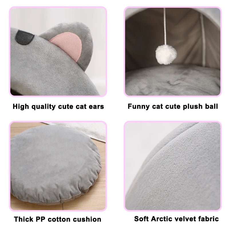 Cozy Cotton Cat Bed Warm Sleeping Cave - Smarsty