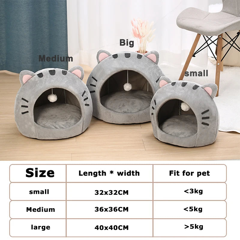 Cozy Cotton Cat Bed Warm Sleeping Cave - Smarsty